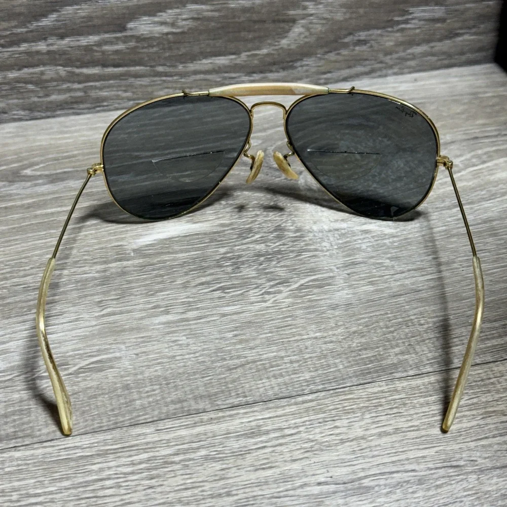 Vtg 1970's Ray-Ban Aviator Sunglasses Gold Bad‎ Bunny Bifocal Outdoorsman RB3030